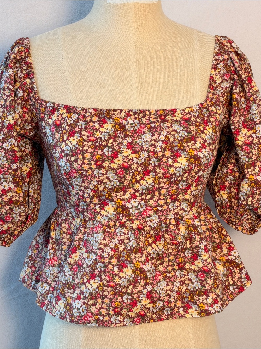 Sim & Sam burgundy floral crop top